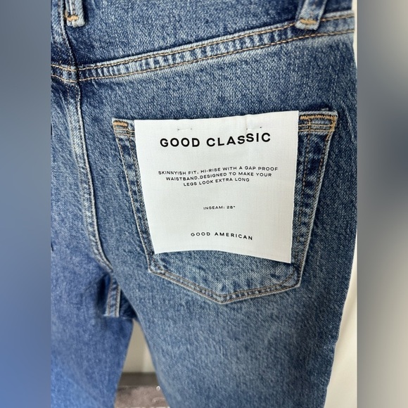 Good American Good Classic Jeans Crop Raw Hem Blue940 Size 0/25 NWT - Picture 9 of 10